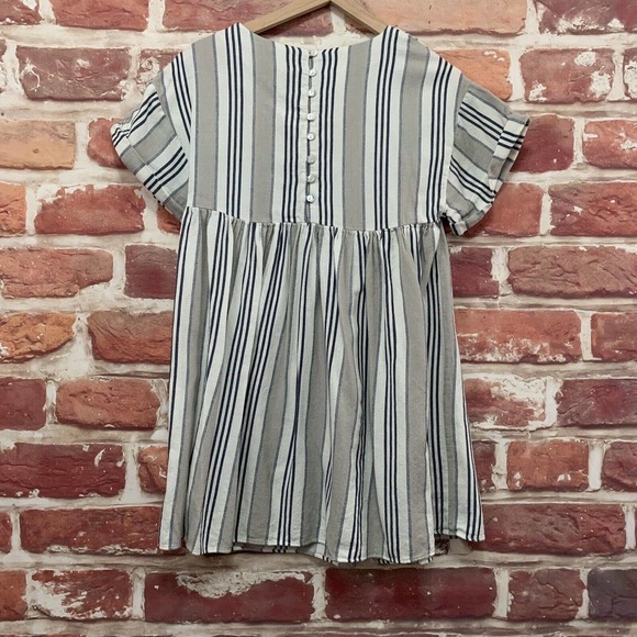 Asos Dress Women's Size 6 Gray White Multicolor Striped Casual Short Sleeve - Picture 2 of 9